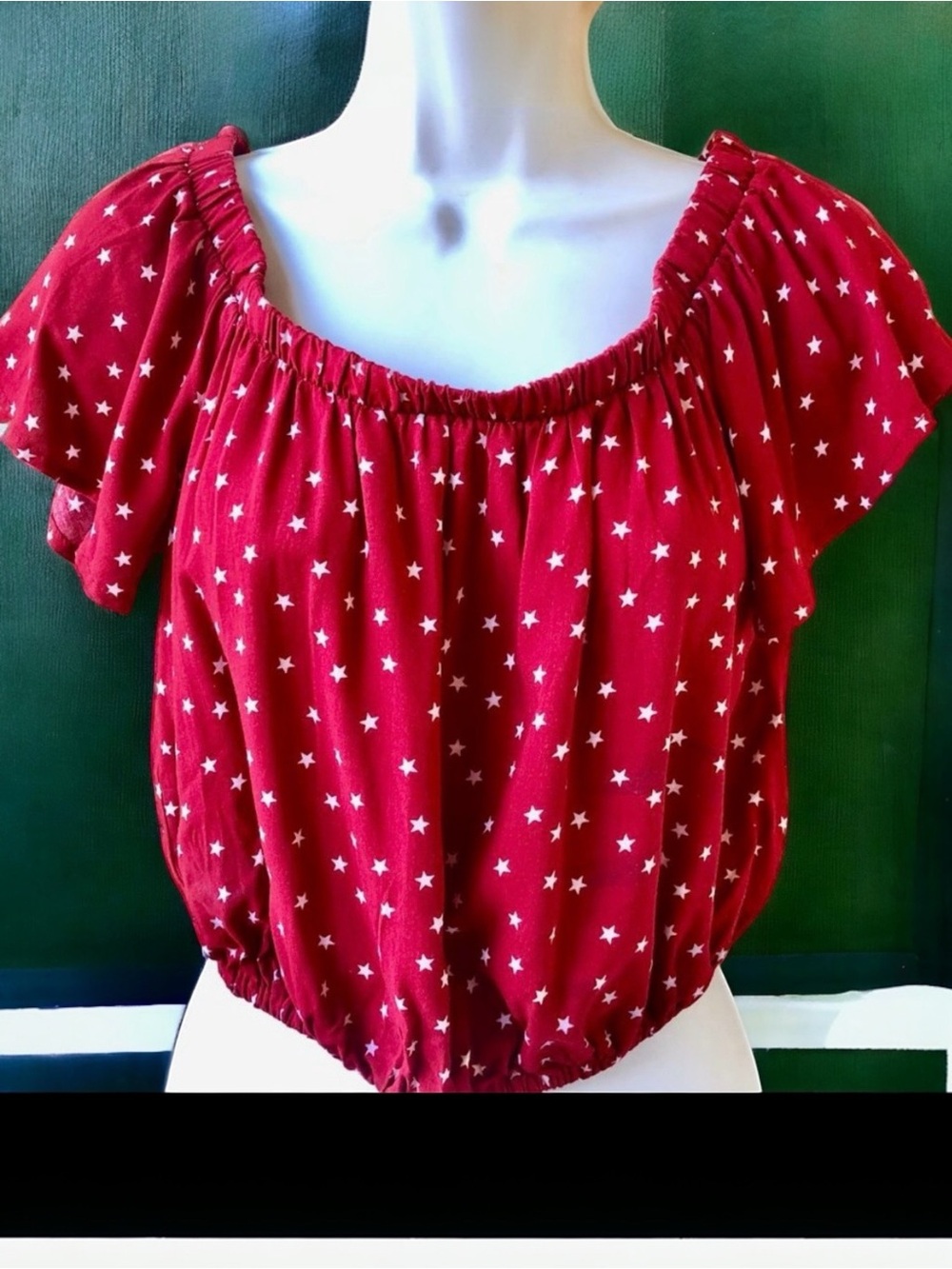 Love Fire Red Stars Crop Top Womens Medium AS IS